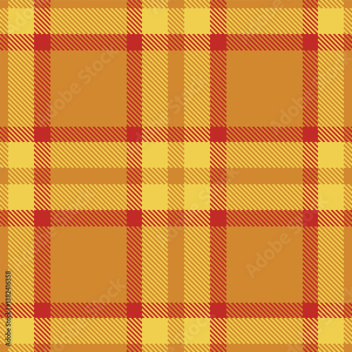Fire dull orange Seamless Tartan with Vivid maize accents Fabric Design