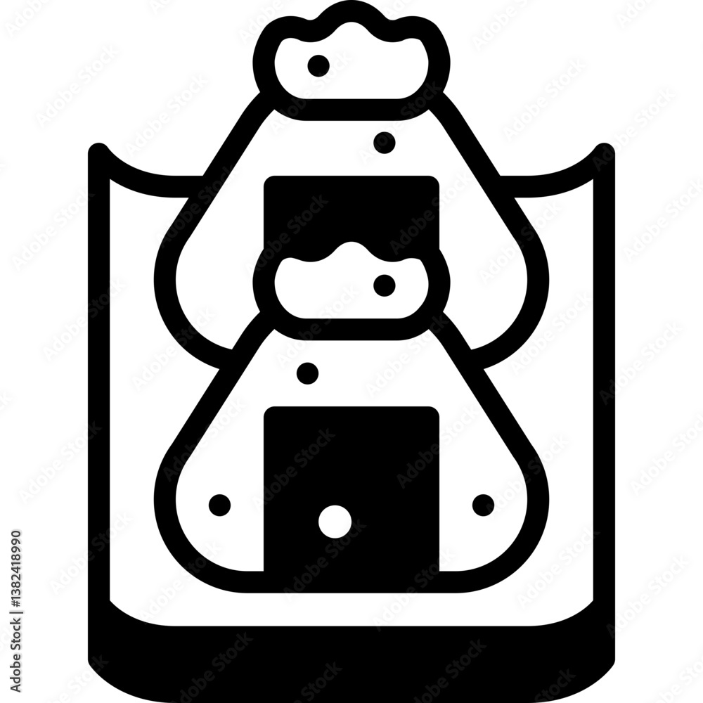 rice ball solid line icon rice ball solid line icon