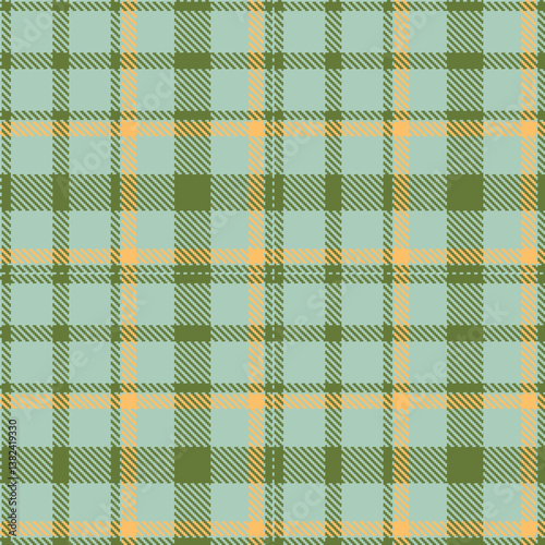 Plaid pattern seamless. Vibrant pale teal & Classic military green Tartan Fabric Design. 