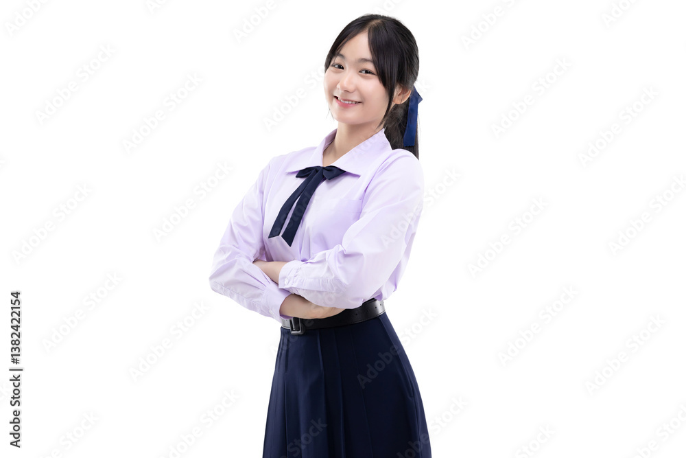 Asian student girl with school uniform. PNG file format transparent background. Asian student girl with school uniform. PNG file format transparent background.