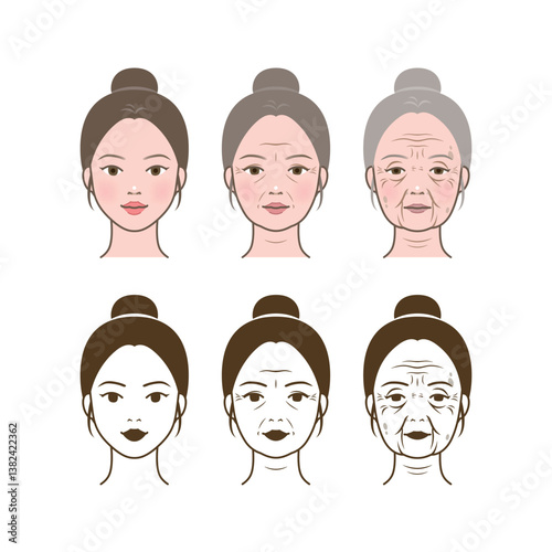 Cosmetic skin trouble_woman skin aging process_wrinkles