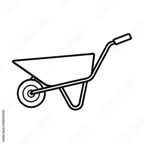Isolated metallic red wheelbarrow tool for garden work