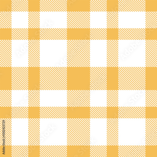 Vivid butterscotch Seamless Tartan with Pastel white accents Fabric Design
