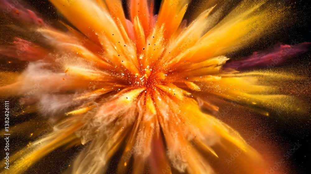 Colorful explosion of powder creating a vivid display in an artistic setting during a spring festival celebration