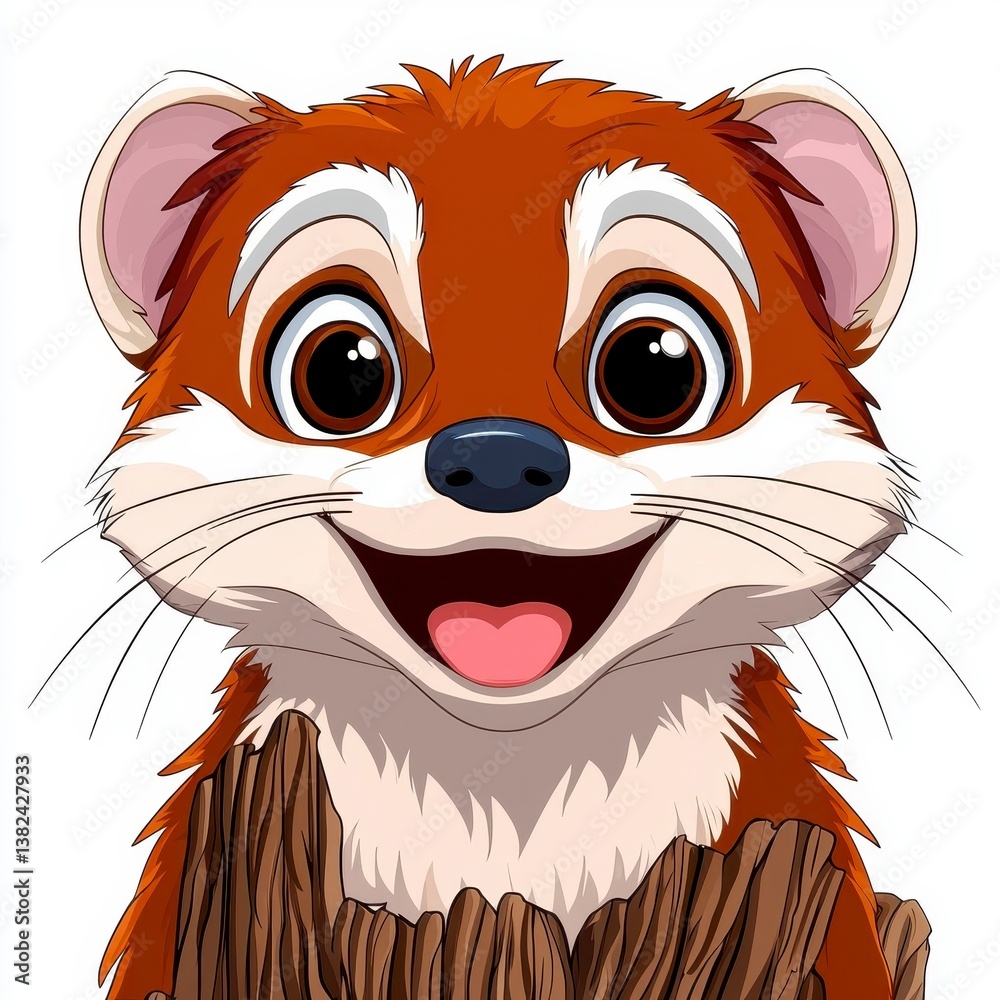 Obraz premium Cheerful Cartoon Weasel Illustration, Generative AI.