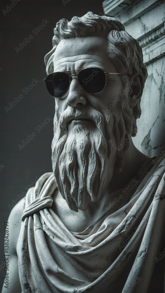 Obraz premium Sculpture with shades: A humorous juxtaposition of ancient art and modern style.