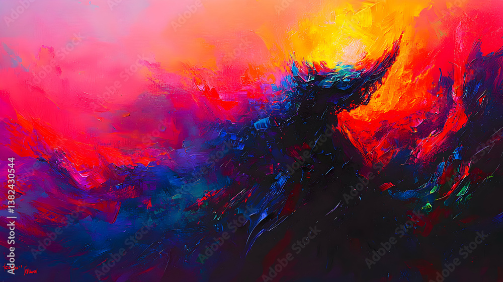 custom made wallpaper toronto digitalAbstract Fiery Sunset Landscape Painting