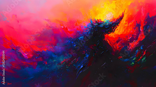 Wallpaper Mural Abstract Fiery Sunset Landscape Painting Torontodigital.ca