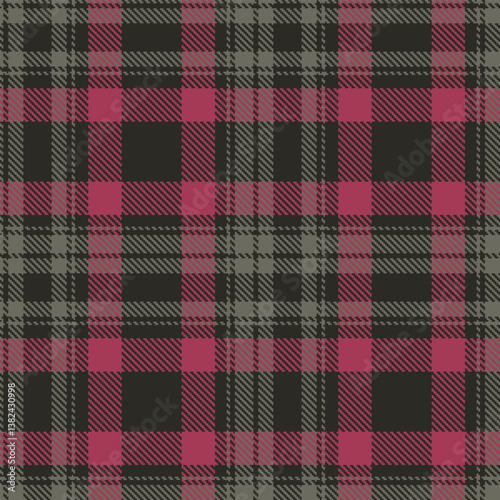 Elegant Rich dark grey & Rustic medium grey Seamless Tartan Fabric Design