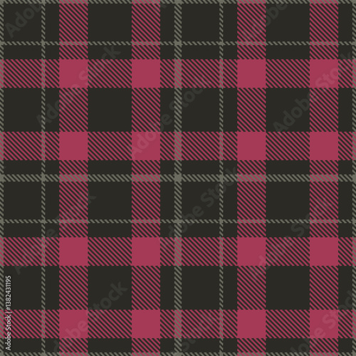 Autumn dark grey Seamless Tartan with Sandy medium grey accents Fabric Design