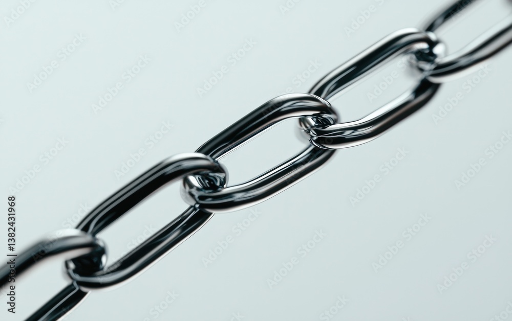 Obraz premium Metallic Chain Links on Gray Background