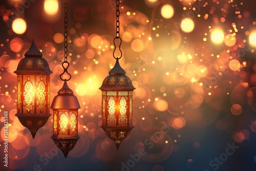 Wallpaper Mural Beautiful arabic lanterns glowing in the background for ramadan celebrations with warm lights creating a festive atmosphere Torontodigital.ca