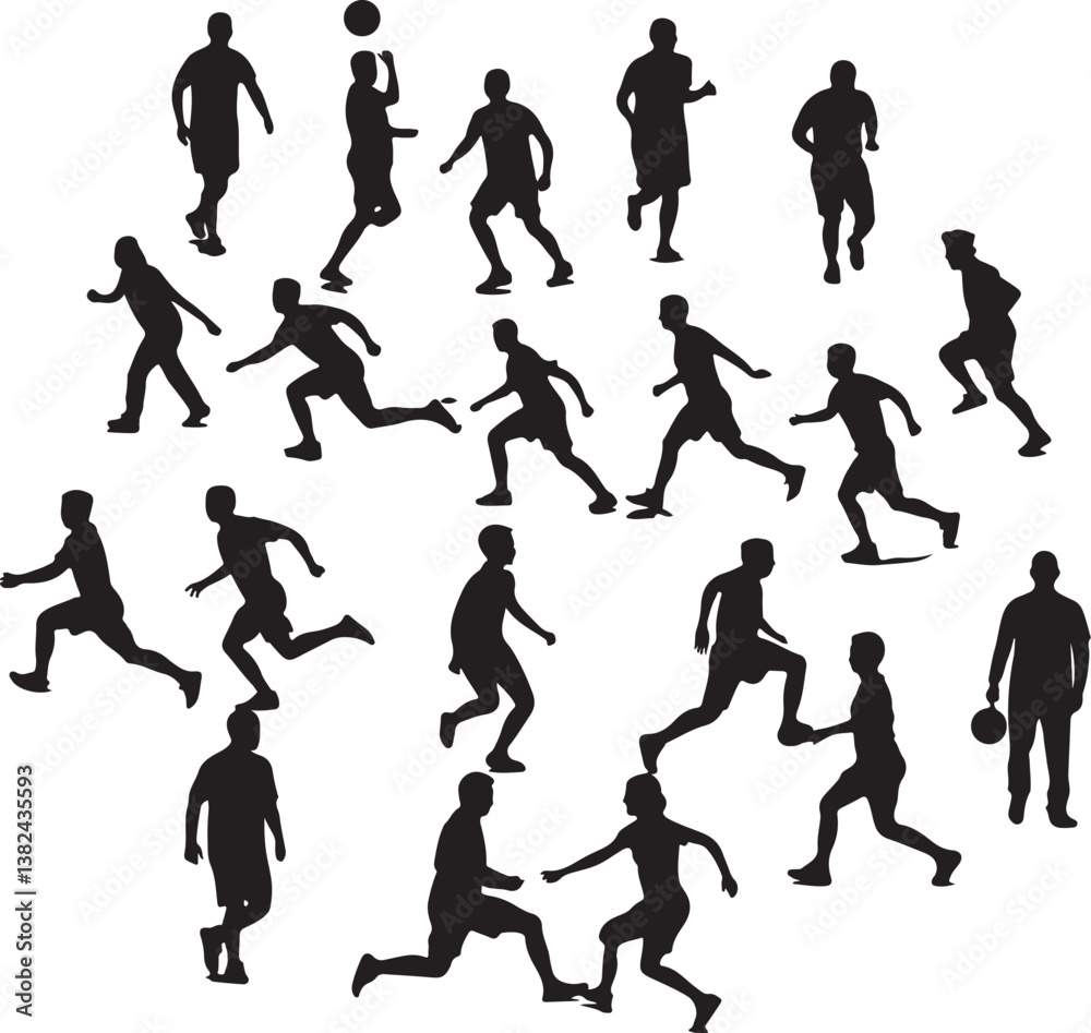 Silhouettes showcasing players in action poses, highlighting the dynamic spirit of the sport