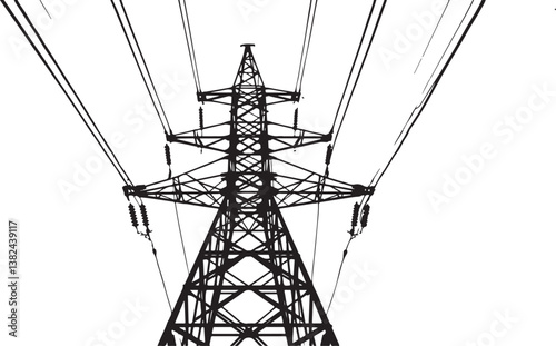High-voltage transmission tower with power lines illustrating energy distribution and essential infrastructure for electricity supply