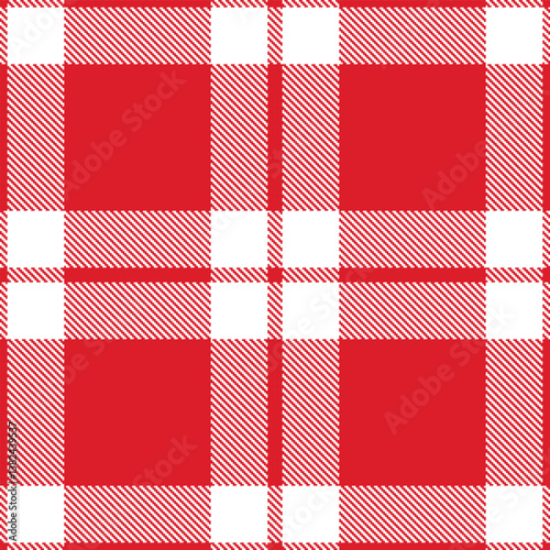 Elegant Vivid scarlet & Bright white Seamless Tartan Fabric Design
