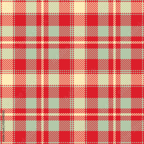 Muted scarlet and Vibrant greenish grey Seamless Tartan Fabric Design