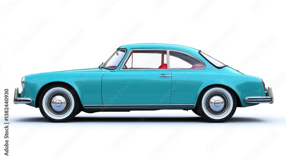 Obraz premium Karmann Ghia auto classic. Vintage blue sport German car isolated on white background