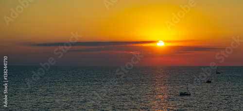The red sunset over the sea in Anapa