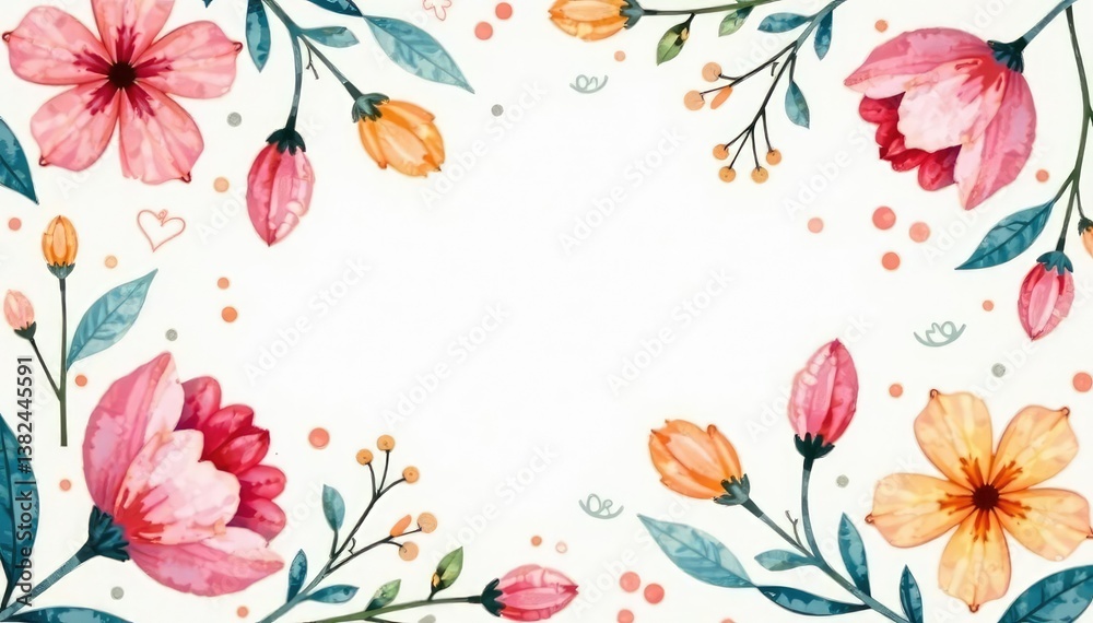 Obraz premium Delicate watercolor floral pattern, soft pastel shades, summer, art, feminine