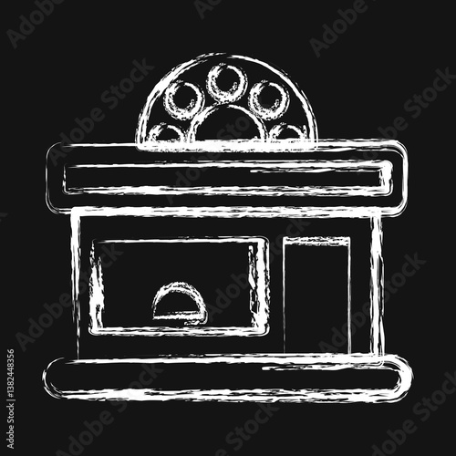 Icon cinema. Building elements. Icons in chalk style. Good for prints, web, posters, logo, site plan, map, infographics, etc.