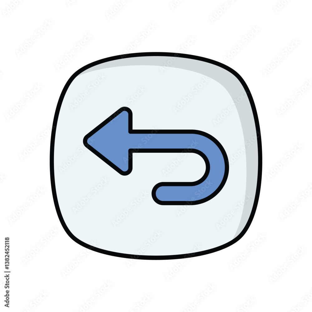 Turn Back icon isolated on a white background. Vector illustration. Turn Back icon isolated on a white background. Vector illustration.