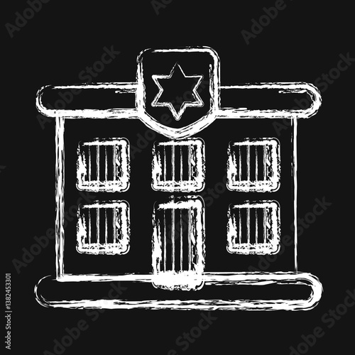 Icon prison. Building elements. Icons in chalk style. Good for prints, web, posters, logo, site plan, map, infographics, etc.
