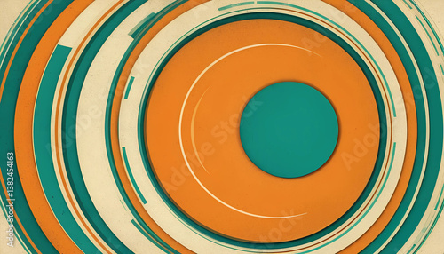 Vibrant abstract design featuring layered circles in bold orange and teal shades on a textured background. Perfect for modern branding, web design, and artistic projects seeking a fresh look.