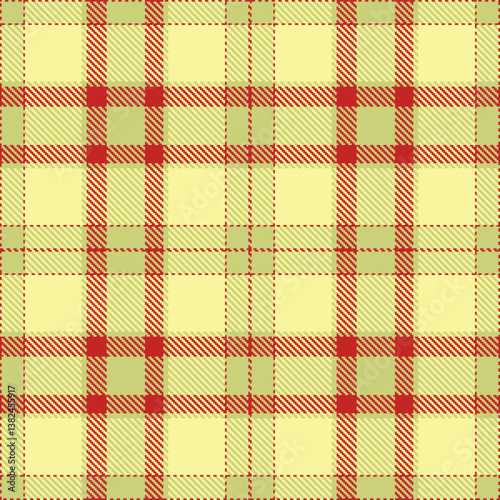 Elegant Iridescent scarlet & Vintage greenish beige Seamless Tartan Fabric Design