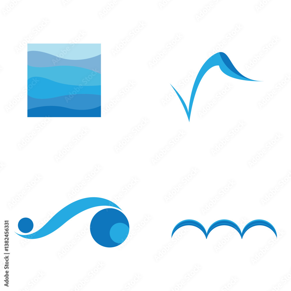 Obraz premium Water wave icon vector illustration design logo