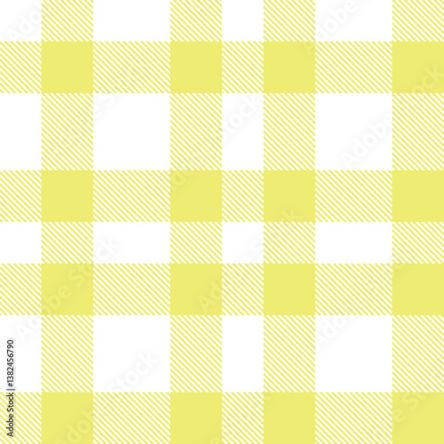 Muted white Seamless Tartan with Bright custard accents Fabric Design