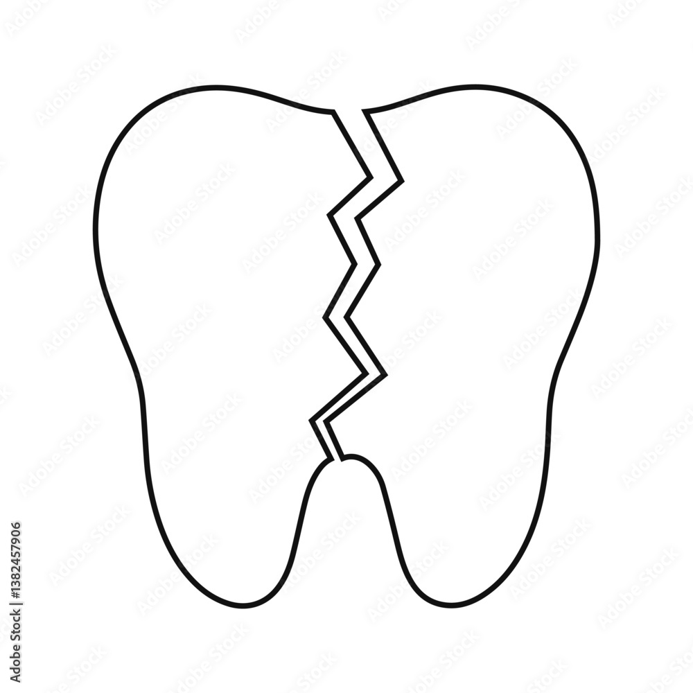 Obraz premium Cracked tooth icon symbolizing dental issues, oral health, damage