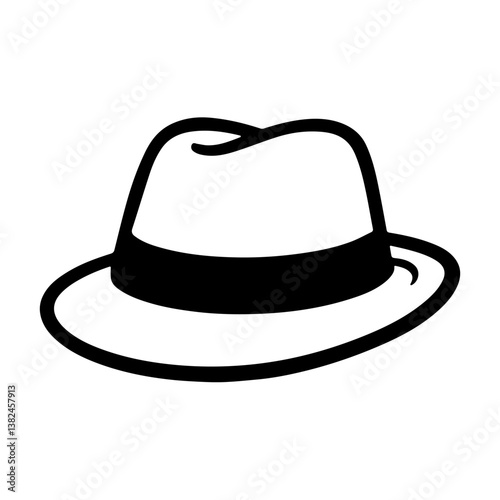 Stylish fedora hat icon in bold, clean vector line art