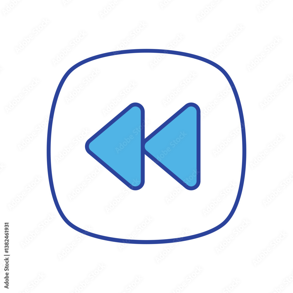 Rewind icon isolated on a white background. Vector illustration. Rewind icon isolated on a white background. Vector illustration.