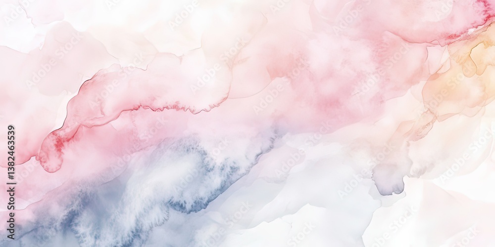 Fototapeta premium Pastel watercolor washes in ethereal pink, blue, and yellow hues creating dreamy backdrop