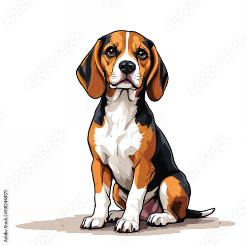 Adorable Cartoon Beagle Puppy Vector Illustration