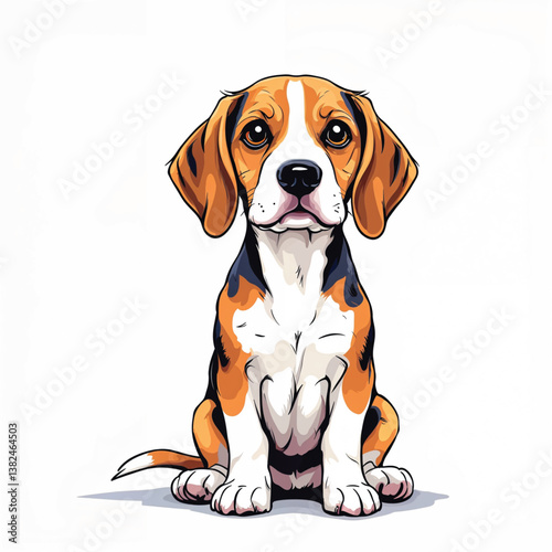 Adorable Cartoon Beagle Puppy Vector Illustration