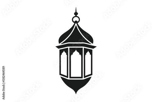 Ornate Silhouette of Middle Eastern Hanging Lantern Design 