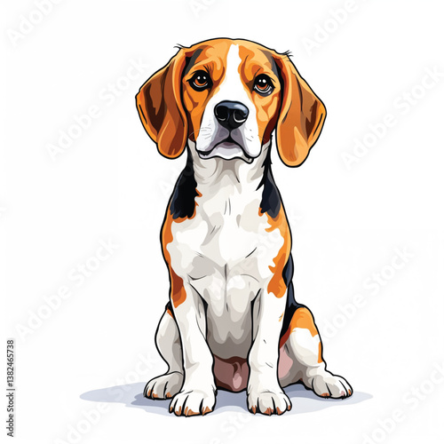 Adorable Cartoon Beagle Puppy Vector Illustration