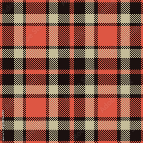 Wallpaper Mural Elegant Classic very dark brown & Bright pale red Seamless Tartan Fabric Design Torontodigital.ca