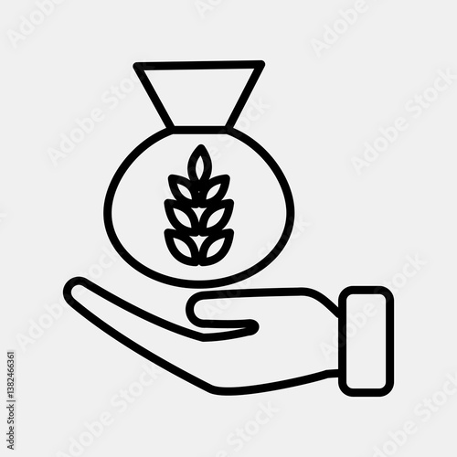 Icon alms. Islamic elements of Ramadhan, Eid Al Fitr, Eid Al Adha. Icons in line style. Good for prints, posters, logo, decoration, greeting card, etc.