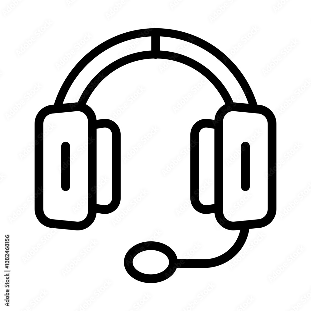 Obraz premium Headset with Mic Vector Line Icon Design