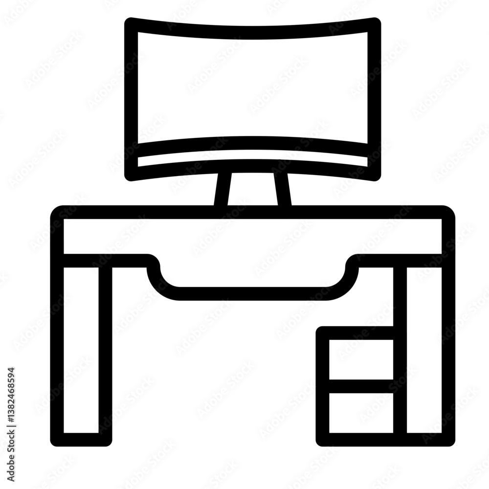 Gaming Setup with LED Lights Vector Line Icon Design Gaming Setup with LED Lights Vector Line Icon Design