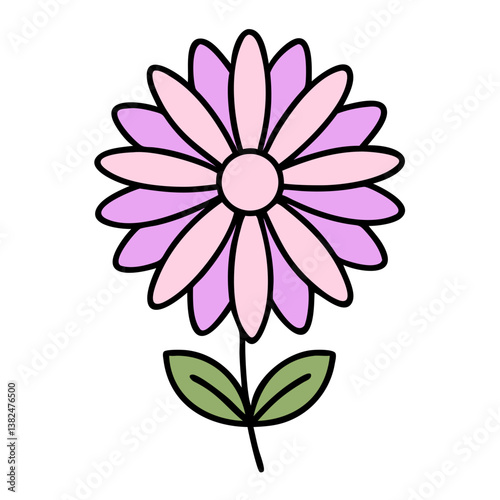 Pretty Pink Flower Vector art, Simple Daisy Design, Botanical Art