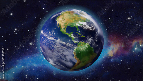 Earth in the outer space collage.