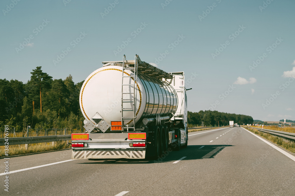 Fuel tanker truck on highway road