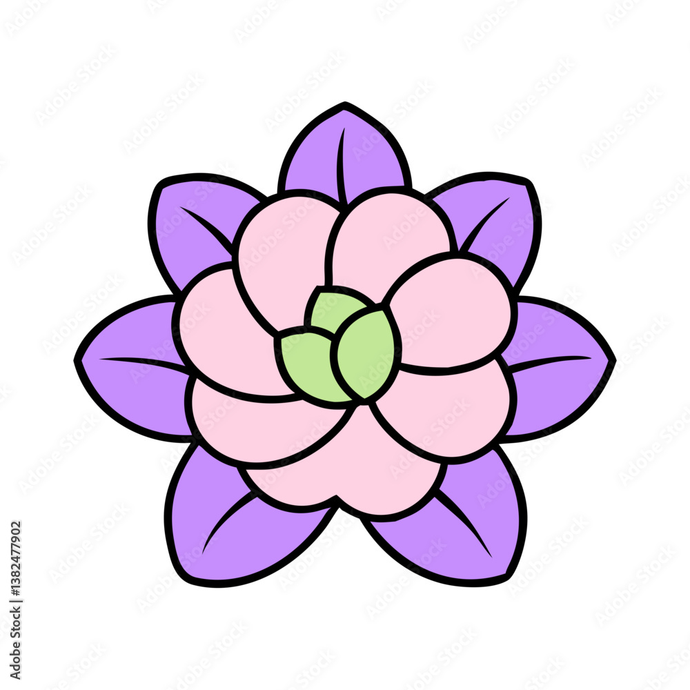 Fototapeta premium Purple and Pink Flower vector, Simple Floral Design, Botanical Art