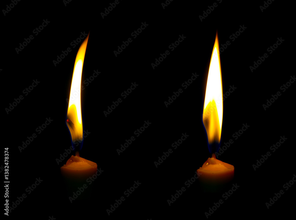 Fototapeta premium Candlelight and flame Black illustration lights with dark background at night, bright celebration, a funeral with death in a cemetery.
