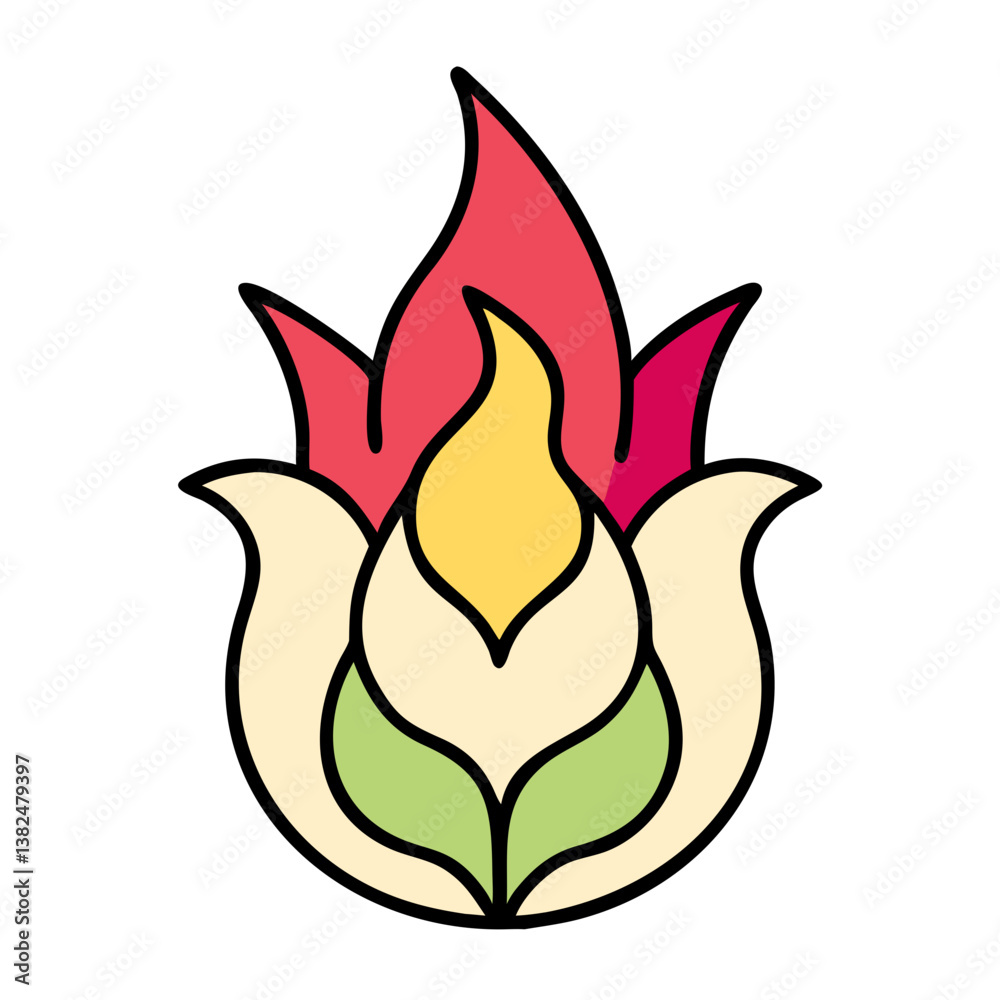 Fiery Floral Emblem Symbolic Fusion of Flower and Flame Fiery Floral Emblem Symbolic Fusion of Flower and Flame