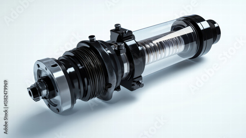 Machine Engineering: Captivating perspective of intricate, precision-engineered industrial machine parts and mechanical components, showcases their function and design within the advanced technology.