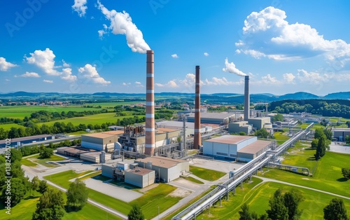 Industrial Complex with Modern Infrastructure - Aerial View of a Sprawling Facility , aerial drone photo series